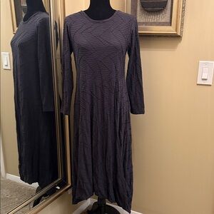 Comfy USA Long-Sleeve Textured Midi Dress